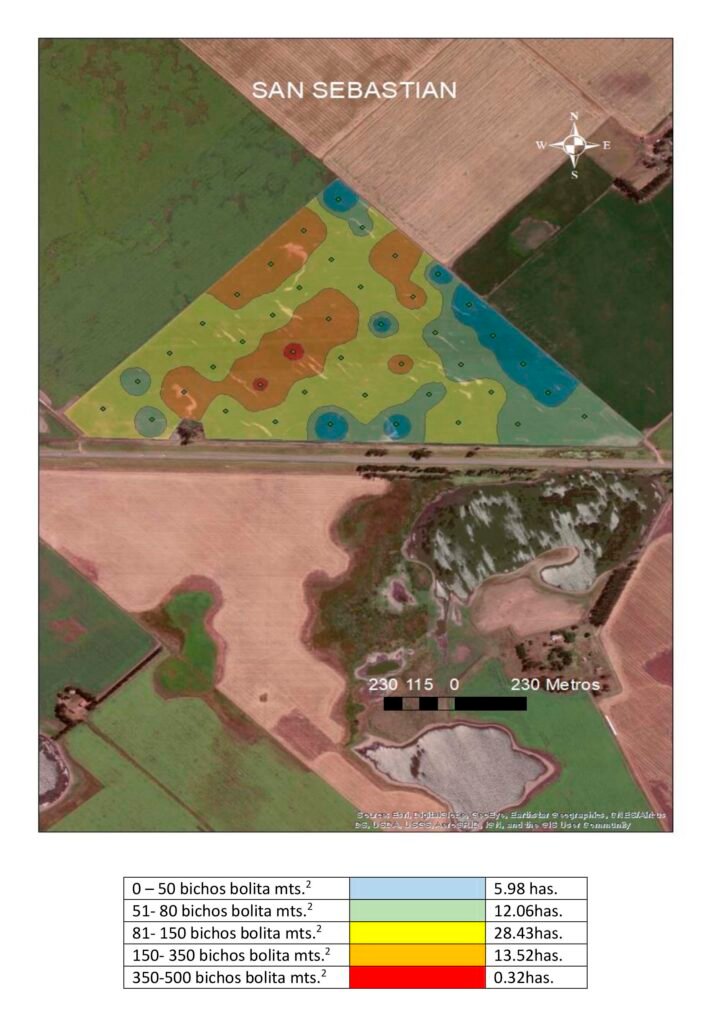 Mapa de monitoreo de babosas y bichos bolita
